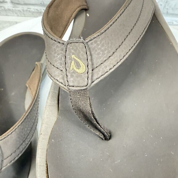 OluKai Women's Size 9 Ohana Sandal Thong Flip Flop Beach Slide Brown Leather - Picture 7 of 10
